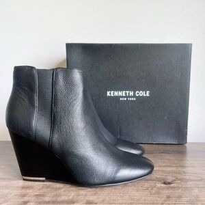 Kenneth Cole New York Merrick Black Leather Wedge Boot Size 9 #B1655